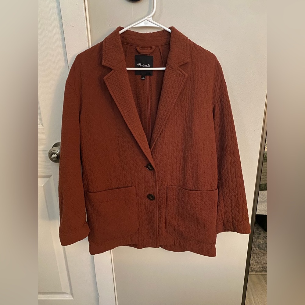 Madewell red quilted blazer